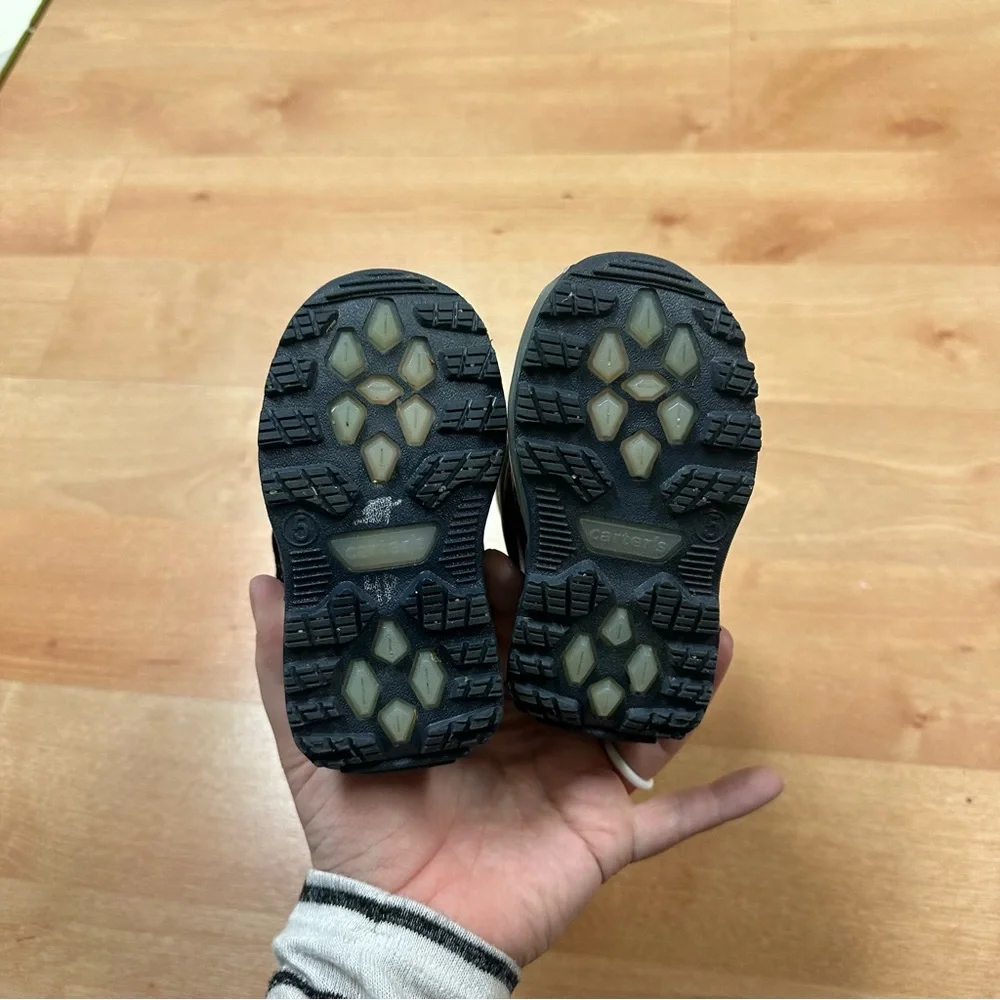 Carters Navy & Orange Grady Light Up Dinosaur Graphic Snow Boots Toddler Size 5